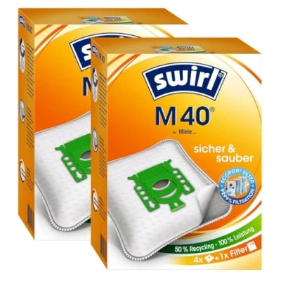 Immagine di 2 pacchetti Swirl Sacchetti per aspirapolvere M40 (M54)/M 40 MicroPor Plus AirSpace Miele tipo: G