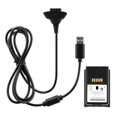 Immagine di OSTENT 2 in 1 cavo di carica + Batteria compatibile per Xbox 360 Wireless Controller colore nero [video game]