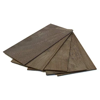 Immagine di wodewa Set di 5 impiallacciature in vero legno Sucupira da 4 mm, 15 x 14 cm, per fai te e modellismo
