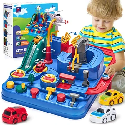 Immagine di hahaland Giochi Bambini 3 Anni Pista Macchinine Set di Piste da Corsa Gioco Avventura in Auto per Regalo Bambino 2 4 5 Compleanno Natale
