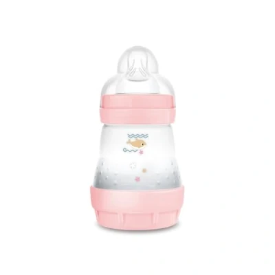 Immagine di MAM Easy Start Anti Colic Borraccia da 320 ml, particolarmente ben accettata, con valvola a fondo contro coliche e tettarelle, misura 2, 4 mesi, pesce/beige/rosa tenero
