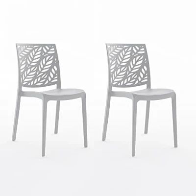 Immagine di SIEDITI FUORI E DENTRO Sedie Dafne in resina con fibra di vetro impilabili per l&#039;interno/esterno (2, Grigio Chiaro)