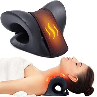 Immagine di Cozyhealth Cuscino riscaldato per alleviare il dolore al collo, dispositivo di trazione cervicale con cuscinetto riscaldante in grafene, rilassante collo e spalle,