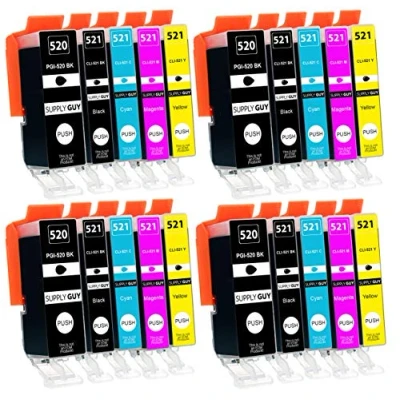 Immagine di Supply Guy 20 cartucce per stampanti con chip compatibile Canon PGI 520 CLI 521 Pixma IP3600 IP4600 IP4600X IP4700 MP540 MP550 MP560 MP620 MP630 MP640 MP640R MP980 MP990 MX860 MX870