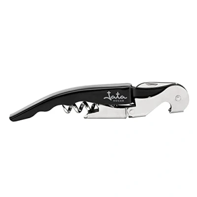 Immagine di Jata HVIN2202 Apribottiglie per vino, cavatappi a leva con doppio impulso snodato, include coltello tagliacapsule e apritappi in acciaio inox, ABS
