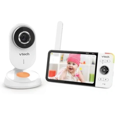 Immagine di VTech BM818 Baby Video Wide View HD Schermo 5&#039;&#039; Ultra piatto Luce notturna e ninne nanne 720p Versione FR, Bianco
