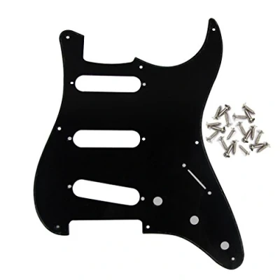 Immagine di IKN 8 battipenna SSS ST Pickguard chitarra elettrica piastra antigraffio con vite per parti di stile vintage ST, 1 nero