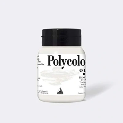 Immagine di Maimeri POLYCOLOR 500 ml, Feine Vinylfarbe, Farbton Titanweiß