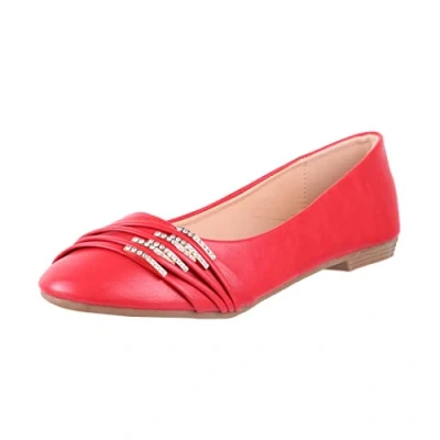 Immagine di Elara Ballerine Donna comode in Pelle Ottica Strass Piatto Chunkyrayan B069 BL Rot 41