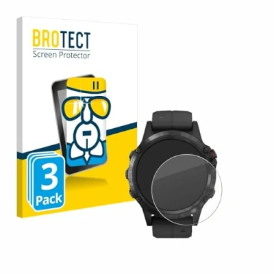 Immagine di brotect Pellicola Protettiva Vetro per Garmin Fenix 5 Plus (47 mm) Protezione Schermo (3 Pezzi) [Durezza Estrema 9H, Chiaro]