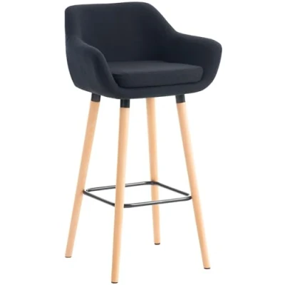 Immagine di CLP Sgabello Bar Grant In Stoffa Sfoderabile I Sedia Alta Cucina Telaio Legno Di Faggio Bancone, Colore:nero