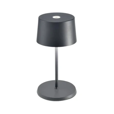 Immagine di Zafferano, Lampada Olivia Mini, da Tavolo Portatile e Ricaricabile con Controllo Touch, Adatta per Salotto ed Esterni, Dimmer, 2200 3000 K, Altezza 22 cm, Colore Grigio Scuro