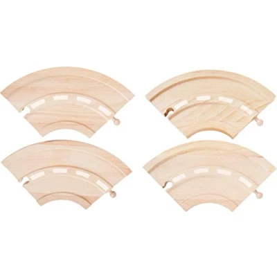Immagine di small foot 10808 Set di curve in legno, 4 parti, compatibile con tutte le comuni ferrovie a partire da 3 anni