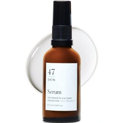 Immagine di 47 Skin Siero idratante per il viso con chitodermia argentata tutti i tipi di pelle, elimina l&#039;acne, previene e guarisce sblocchi imperfezioni, ripara cicatrici, idrata nutre una pelle
