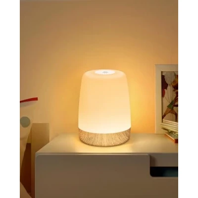 Immagine di FOMYHEARD Piccola lampada da tavolo senza fili, comodino a LED Touch dimmerabile con luce calda e 256 RGB cambia colore, ricaricabile, notturna timer,