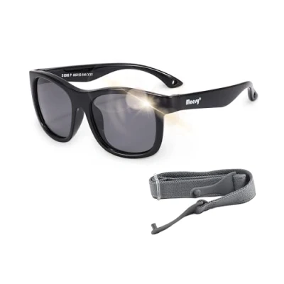 Immagine di Maesy Occhiali da sole per Bambini Luca 1 3 anni Flessibili Cinturino elastico regolabile Protezione polarizzata UV400 e bambine Quadrato (Nero)