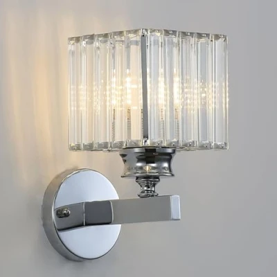 Immagine di Applique Moderna In Cristallo, E27 Lampada Da Parete Cristallo Argento, Per Camera Letto Soggiorno Sala Pranzo Corridoio Illuminazione (Quadrato Argento)