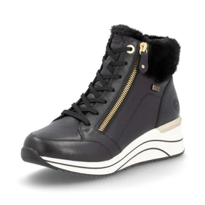 Immagine di Remonte RemonteTEX Sneaker alte da donna D0T77, con inserto sciolto, idrorepellenti, Nero 02., 36 EU Larga