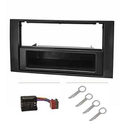 Immagine di tomzz Audio 2415 041 Mascherina per autoradio compatibile con Ford Focus 2 Fiesta C Max S Galaxy Mondeo Kuga Transit nero adattatore Quadlock ISO staffa di sblocco