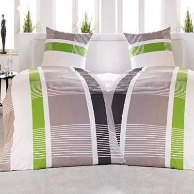 Immagine di Beautissu Set di 2 Copripiumino 155x220 Dana Federa Cuscino 80x80 Biancheria da Letto Singolo, in 100% cotone, dotato cerniera