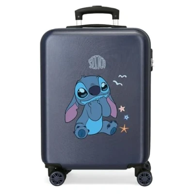 Immagine di Disney Valigia per bambini rigida Chiusura a combinazione Laterale 4 ruote Bagagli Mano è realizzato in ABS, un materiale rigido e leggero., Blu, cabina