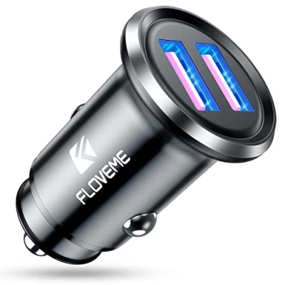 Immagine di FLOVEME Caricatore Auto USB Cellulare, Caricabatterie Doppia Porta QC3.0 Presa Accendisigari 36W/6A, in Metallo