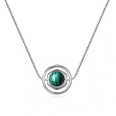 Immagine di COAI Collana Donna in Argento con Pendente Esagonale e Malachite, Ciondolo Chakra Pietre Benefiche Naturali Genuine