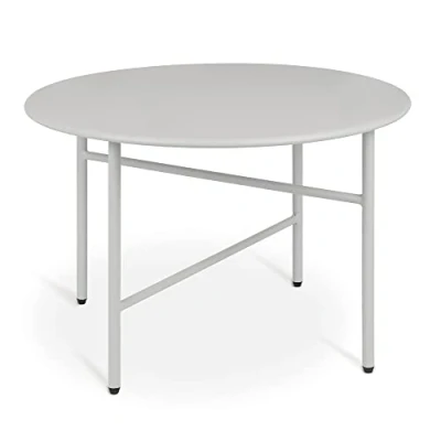 Immagine di bomoe Tavolino rotondo in metallo grigio chiaro Ø 53 cm Piano del Tavolo resistente ai graffi da salotto stabile giardino leggero per interni ed esterni Comodino Camera letto Finn