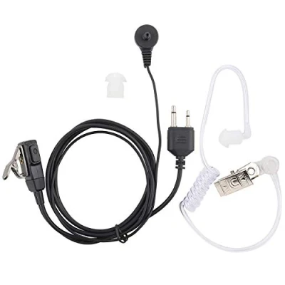 Immagine di Denash auricolare radio bidirezionale, a tubo acustico 2 pin PTT MIC per modelli Icom Walkie talkie, utilizza un design antiossidante galvanico