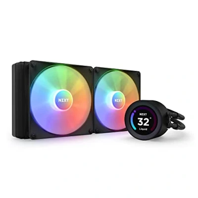 Immagine di NZXT Kraken Elite 280 RGB Dissipatore a liquido AIO per CPU 280mm Display LCD grandangolare personalizzabile da 2.36&quot; GIF Pompa ad alte prestazioni 2x ventole Core F140 Nero