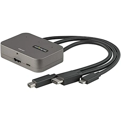 Immagine di StarTech.com Adattatore Multiporta a HDMI 3 in 1 Convertitore da USB C, o Mini DisplayPort 4K 60Hz per sala conferenze AV digitale monitor/display (CDPHDMDP2HD)