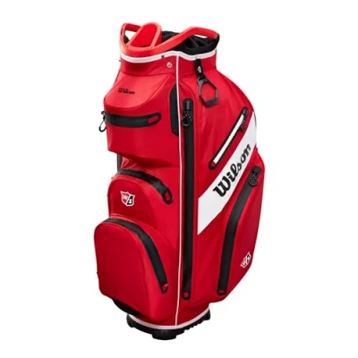 Immagine di Wilson Sacca da Golf , W/S Exo Dry Cart Bag, Trolley per un Massimo di 14 Bastoni, Accessori Uomo e Donna, Rosso/ Nero/ Bianco