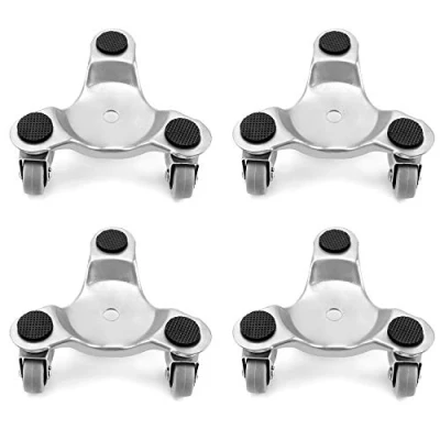 Immagine di QWORK® Rulli per mobili pesanti a 3 ruote, capacità di carico 180kg, ideale lo spostamento ed elettrodomestici, resistente e facile da usare, 4 pezzi