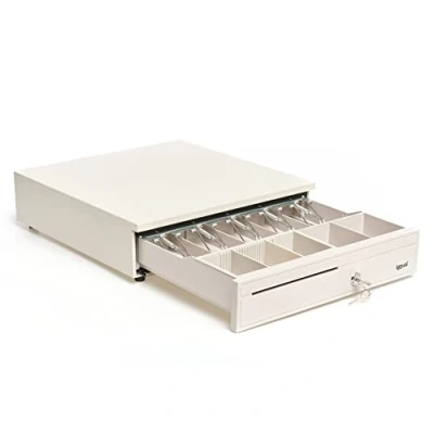 Immagine di iggual Cassetto Porta Denaro per Cassa IRON 30W Registratore di con Apertura Manuale o Automatica 5 + Scomparti Banconote e Monete, Serratura in 3 Posizioni Colore Bianco