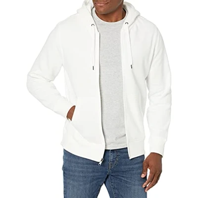 Immagine di Amazon Essentials Felpa con Cappuccio e Cerniera Integrale in Pile (Disponibile nelle Taglie Big &amp; Tall) Uomo, Bianco Brillante, S