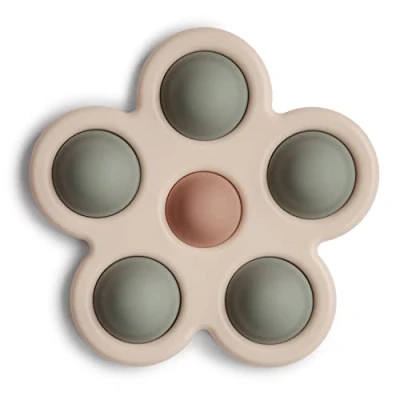 Immagine di Mushie Giocattolo per Bambini (10+ Mesi) promuove Le capacità motorie e incoraggia l&#039;esplorazione sensoriale con Bolle Che Possono Essere spinte Spuntate Dried Thyme/Natural/Shifting Sand Flower