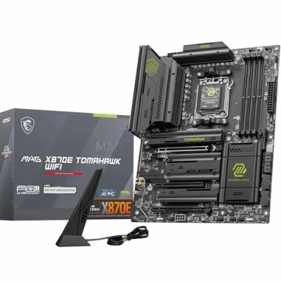 Immagine di MSI MAG X870E TOMAHAWK WIFI, Scheda madre ATX Compatibile con Processori AMD Ryzen 9000/8000 / 7000, AM5 VRM 80A SPS, Memory Boost DDR5 8400+ MT/s (OC), PCIe 5.0 x16, M.2 Gen5, Wi Fi 7, LAN 5G