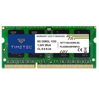 Immagine di Timetec 8GB DDR3L 1333 MHz PC3 10600 Non ECC Unbuffered 1.35 V CL9 2Rx8 Dual Rank 204 Pin SODIMM Laptop PC Memoria del Computer Modulo RAM Aggiornamento