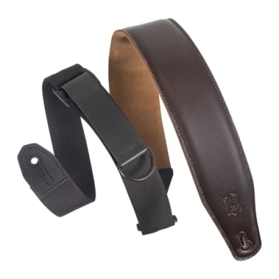 Immagine di Levy&#039;s MRHGS DBR Tracolla Per Chitarra Right Height Garment Leather Suede Backing Padded 2 1/2&quot; Dark Brown