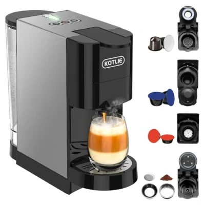 Immagine di KOTLIE AC 513HF Macchina da caffè multifunzione 5 in 1 per Nespresso Original/per Dolce Gusto/Caffè polvere/ESE(44 mm)/per Lavazza a modo mio, tazze alte (Nero)