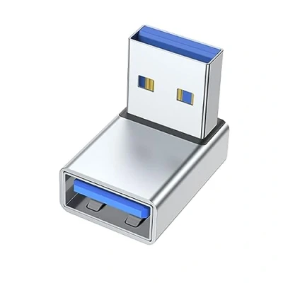 Immagine di Adattatore di estensione USB maschio a femmina 90 gradi connettore verso l&#039;alto sincronizzazione dati per computer portatile PC ventilatore