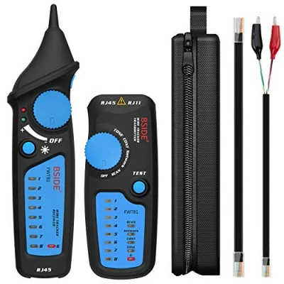 Immagine di Bside Tracciatore cavi FWT81 RJ45 RJ11 tester linea telefonica LAN TV ricerca elettrica continuità cavo di rete, con torcia