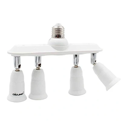 Immagine di DiCUNO E27 4 en 1 Socket adattatore splitter, Lampadina LED Standard, Supporto del convertitore, Presa per lampadario con 360 gradi regolabile a 180