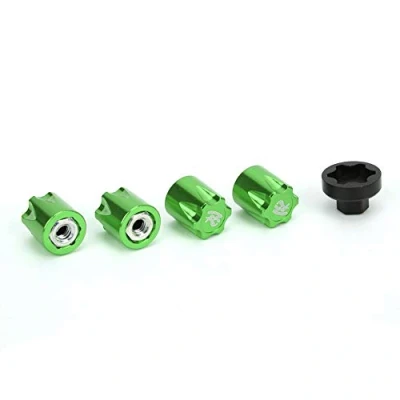 Immagine di Tappo Centrale RC, 4 Pezzi M4 Dado Centro Cerchione Compatibile con Axial SCX10 90046 D90 Auto Telecomando(Verde)