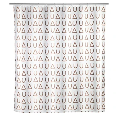 Immagine di WENKO Tenda per Doccia Avila, 180 x 200 cm, in 100% Poliestere con Occhielli Metallo e Banda Peso Gomma Vasca, Idrorepellente Lavabile, Inclusi 12 Anelli Bianchi