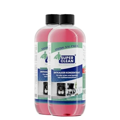 Immagine di SUPER CLEAN 2 x 1000 ml universale disincrostante liquido per tutte le macchine e marche 20 decalcificazione efficace decalcificante di da caffè, bollitori docce