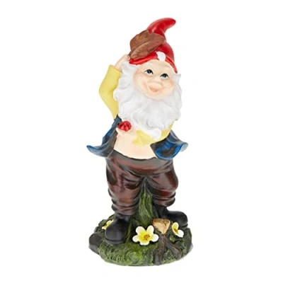 Immagine di Relaxdays Gnomo da Giardino, con Coccinella, Statua Resistente a Intemperie e Gelo, HxLxP: 24,5 x 11 cm, Colorato