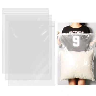 Immagine di YBCCBY 20 Pz Sacchetti Plastica Trasparente Richiudibili,Buste Richiudibili con Zip a Pressione da 40x60cm,Sacchetti Sigillabili Trasparenti in PE Riutilizzabili per Riporre Vestiti, Trapunte