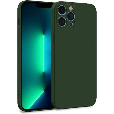 Immagine di MyGadget Cover per iPhone 13 Pro Max Custodia in Silicone Morbido a Doppio Strato Case con Protezione Fotocamera &amp; Fodera Interna Antigraffio Verde oliva