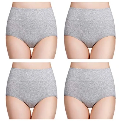 Immagine di wirarpa Slip da Donna in Cotone, a Vita Alta, Copertura Completa, Confezione Multipla S